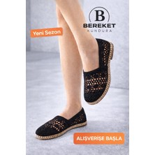 Bereket Kundura 7912 Model Kadın Günlük Siyah Dantel Espadril Babet Ayakkabı