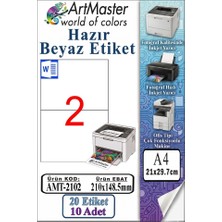 ArtMaster A4 Hazır Beyaz Etiket 210X148.5MM 10 Sayfa 1 Paket 2 Li Kendinden Yapışkanlı Fotokopi Lazer Inkjet Kağıdı Yazıcılar Için
