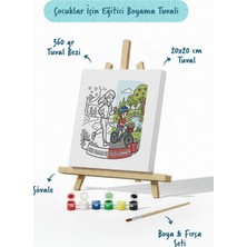 Tabdiko Her Zaman En Güçlü Annem Yazılı Eğitici Boyama Tuvali Şövaleli Boya Seti 20X20 cm