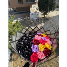 Buket Dünyası 30 Lu LED Işıklı Senden Önce Senden Sonra Solmayan Gül Buketi Dışı Siyah