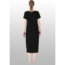 Amora Fancy Clothing Estiva 25234 Kadın Likra Viskon Kısa Kol Cepli Midi Elbise