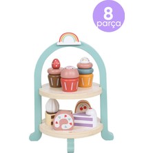 Nilberry Ahşap 2 Katlı Pasta Standı ve Tatlı Seti - Montessori Eğitici Oyuncak Pasta Servis Standı Pastane