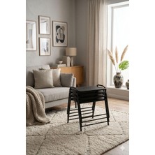 Eryalux Home 4'lü Tepsi Model Siyah-Siyah Mermer Sehpa