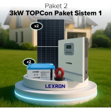 Lexron Hsa Elektronik | 3kw Topcon Solar Paket Sistem 1 | Bağ Evi Için Güneş Enerjili Çözüm