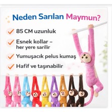Sarılan Maymun Peluş Oyuncak 85 cm – Birbirine Yapışan Eller, Renkli Sevimli Askılı Oyuncak