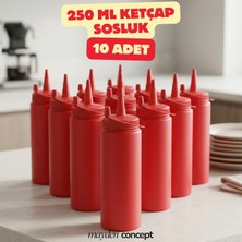 Mayden Concept 250 ml Kapaklı Fişek Sosluk 10 Adet - Profesyonel Mutfak Sos Şişesi - Sıkılabilir Sos Şişesi