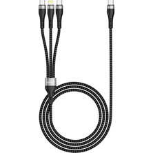 iphone 8   Uyumlu 3in1 Usb-A To Lightning - Type-C - Type-C Şarj ve Data Kablosu 20W 1.5m