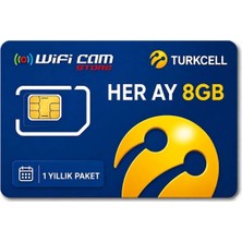 Wificam Turkcell 4g Yıllık Data Sim Kart Her Ay 8gb 4g Tekli ve 2li Kameralar Için Yeterlidir