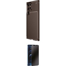 TKÇ Ieg™ Galaxy S25 Ultra Kılıf Eksen Form Prime - Siyah 3D Antistatik Hayalet Cam Ekran Koruyucu