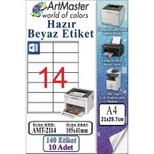 ArtMaster A4 Hazır Beyaz Etiket 105X41MM 10 Sayfa 1 Paket 14 Lü Kendinden Yapışkanlı Fotokopi Lazer Inkjet Kağıdı Yazıcılar Için