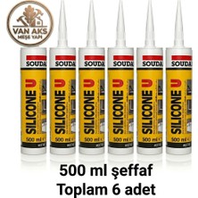Van Aks Meşe Yapı U Şeffaf Silikon 500 ml x 6 Adet -  Çok Amaçlı Genel Uygulama Silikon Seti