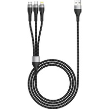 iphone 12  Mini Uyumlu In1 Usb-A To Lightning – Type-C – Micro Şarj ve Data Kablosu 20W 1.5m