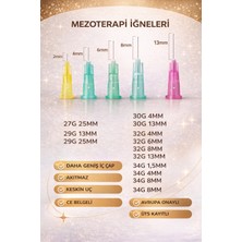 Bezos 29G x 13MM Mezoterapi Iğne Ucu Steril Enjeksiyon Iğnesi 100 Adet 1 Kutu