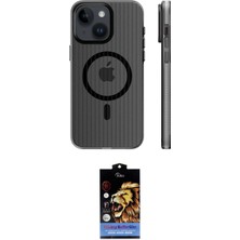 Toyigoo Ieg™ Iphone 15 Kılıf Pusula Minimal Koleksiyonu - Siyah Buffer Hayalet Cam Ekran Koruyucu