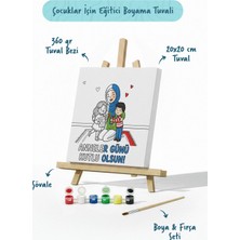 Tabdiko Anneler Günü Kutlu Olsun Yazılı Eğitici Boyama Tuvali Şövaleli Boya Seti 20X20 cm