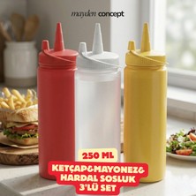 Mayden Concept Kapaklı Ketçap & Mayonez & Hardal Sosluk Şişesi - Sızdırmaz Sosluk - Sosluk Set