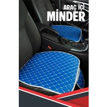 VelmoraTR Mazda 121 Uyumlu 3 Parça Araç Içi - Oto Koltuk Minderi Mavi Deri Beyaz Dikişli