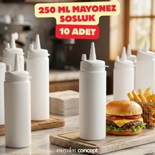 Mayden Concept 250 ml Kapaklı Fişek Sosluk 10 Adet - Profesyonel Mutfak Sos Şişesi - Sıkılabilir Sos Şişesi