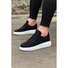 Joy Ayakkabı JY018 Dexo Erkek Günlük Bağcıklı Kot Kumaş Spor Sneaker Ayakkabı Tbt - Siyah