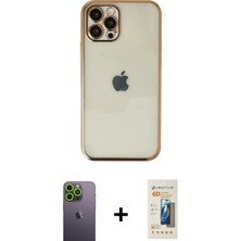 Marsilyan™- iPhone 12 Pro Max Kılıf Vadi Minimal - Siyah 6d Mat Seramik Hayalet Nano Ekran Koruyucu + Yeşil Neon Fosforlu Kamera Lens