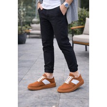 Ramer JY011 Line Erkek Günlük Bağcıklı Süet Spor Sneaker Ayakkabı Stt - Taba/beyaz