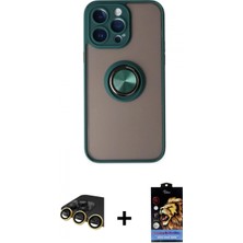 Marsilyan™- iPhone 14 Pro Max Kılıf Yörünge Çizgi - Siyah Buffer Hayalet Cam Ekran Koruyucu + Gold Raze Metal Kamera Lens