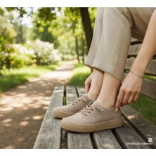 Minahobi Hakiki Deri Nubuk Kahve Slip - On Kadın Ayakkabı