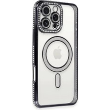 Mey İthalat Mey Ithalat®   iPhone 16 Pro Kılıf Joke Simli Magneticsafe Kılıf - Siyah