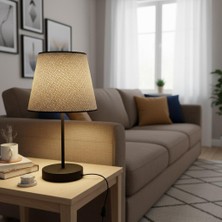 Elizim Home Lighting Hasır Görünümlü Bej Abajur