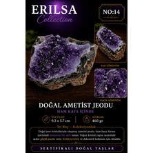 Erilsa Sertifikalı Doğal Ametist Jeodu Taşı Kütle Orta Boy Kristalli Ham Kaya Koleksiyonluk Dekoratif