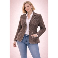 Jüji Vintage Füme Yıkamalı Kahvebüyük Beden Denım Kot Ceket