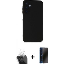 Marsilyan™- Galaxy A15 4g Kılıf Ahenk Serisi - Siyah 3D Antistatik Hayalet Cam Ekran Koruyucu + Şeffaf Kamera Lens Koruma Cam