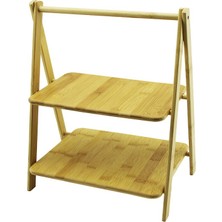 Nargo Portatif Ayaklı - 2 Katlı Ahşap Bambu Organizer Raf =18X28 - 22X28CM Y: 6-20-39CM