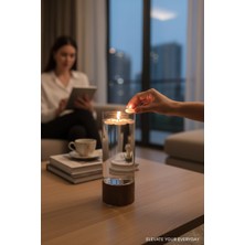 Lussart Collection Ahşap Ayaklı Iskandinav Tarzı Cam Silindir Mumluk - Vazo En 12CM x 33,5cm