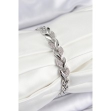 Kuşkaya Ticaret Pirinç Zirkon Taşlı Balık Kuyruğu Model Gümüş Renk Kadın Bileklik