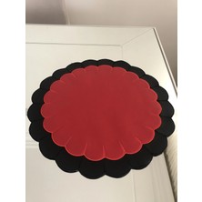 AGBTREND Özgün Tasarım Suni Deri Nakışlı Supla - 2 Renkli Dilimli Lüks Amerikan Servisi 40CM