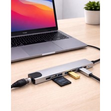 Najmaddin Type C Hub Çoklayıcı 8 Port USB HDMI RJ45 Kart Okuyucu -Com