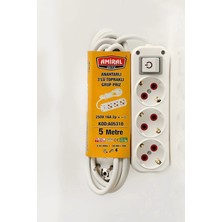 Najmaddin Amiral 3' Lü Topraklı Anahtarlı 5 Metre Kablolu Grup Priz -Com