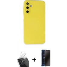 Marsilyan™- Galaxy A15 4g Kılıf Ahenk Serisi - Siyah 3D Antistatik Hayalet Cam Ekran Koruyucu + Şeffaf Kamera Lens Koruma Cam