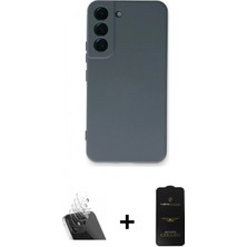 Marsilyan™- Galaxy S23 Plus Kılıf Ahenk Serisi - Siyah 6d Antistatik Mat Seramik Hayalet Nano Ekran Koruyucu + Şeffaf Kamera Lens Koruma Cam