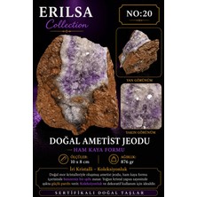 Erilsa Sertifikalı Ametist Jeodu Taşı Kütle Iri Kristalli Ham Kaya Mor Ametist Koleksiyonluk Dekoratif