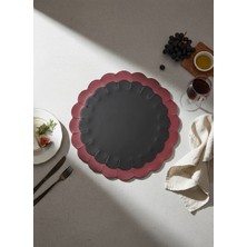 AGBTREND Özgün Tasarım Suni Deri Nakışlı Supla - 2 Renkli Dilimli Lüks Amerikan Servisi 40CM