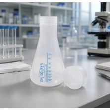 Labolist Erlen Flask Vida Kapaklı Plastik 125 ml - Mavi Skala