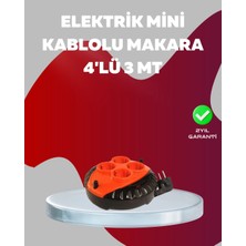 Najmaddin 3 Metre Kablolu 4’lü Kırmızı Priz Makara -Com
