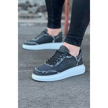 Joy Ayakkabı JY018 Dexo Erkek Günlük Bağcıklı Kot Kumaş Spor Sneaker Ayakkabı Tbt - Gri