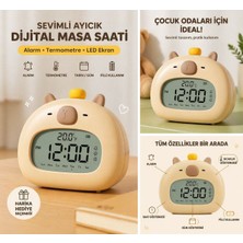 Aksoy Homestyle Capybara Şarjlı Dijital Masa Saati Işıklı Alarmlı Gece Lambalı