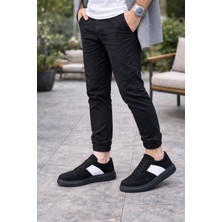 Ramer JY011 Line Erkek Günlük Bağcıklı Süet Spor Sneaker Ayakkabı Sst - Siyah/beyaz