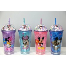 Najmaddin Sevimli Mickey Mouse Işıklı Pipetli Boncuklu Suluk & Bardak 400 ml ALK3147 -Com