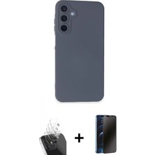 Marsilyan™- Galaxy A15 4g Kılıf Ahenk Serisi - Siyah 3D Antistatik Hayalet Cam Ekran Koruyucu + Şeffaf Kamera Lens Koruma Cam