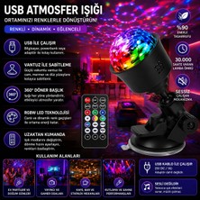 Zoli Kumandalı Araba,ev,parti Rgb Disko Topu Mini LED Sahne Disko Işığı Projektör Işık Rgb Gece Lambası
